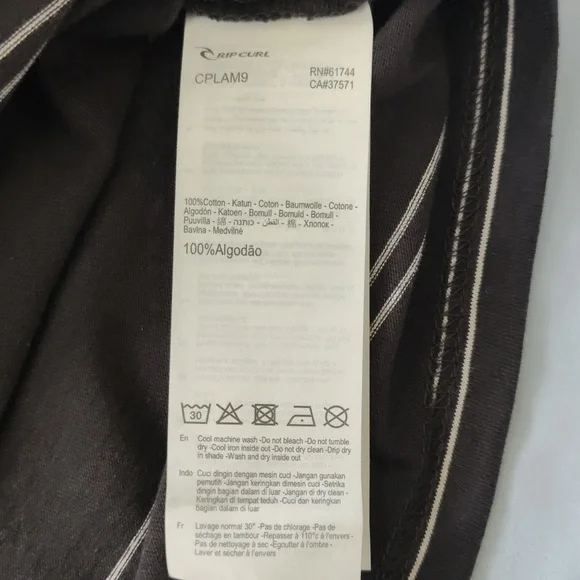 97. Rip Curl Plain Stripe Polo | Color: Washed Black - Picture 6 of 6